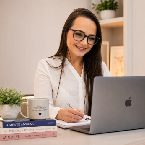 Sessão de psicoterapia online por videochamada